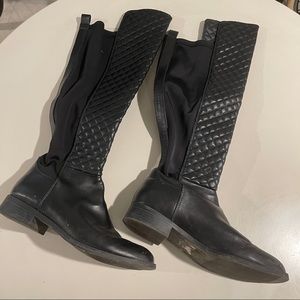 Black Quilted Boots - Mid Calf Length